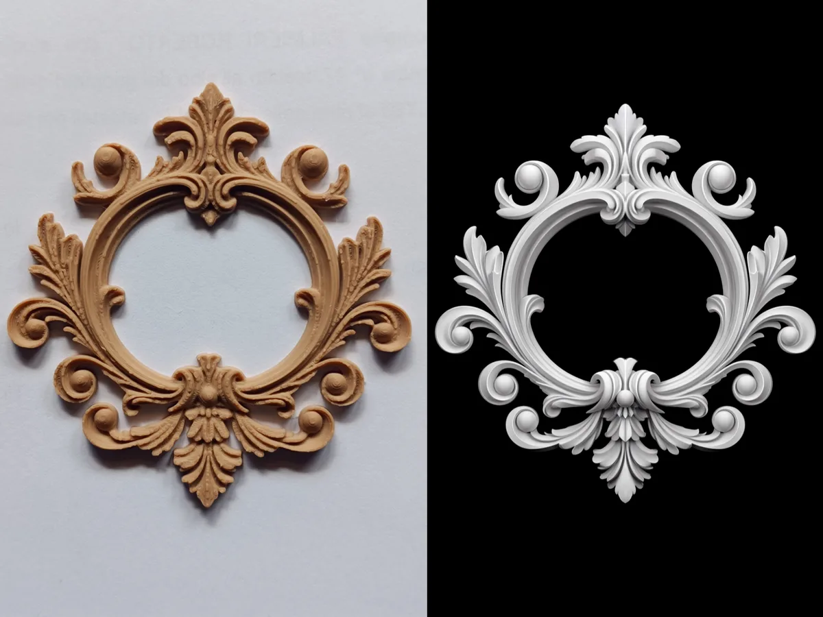 Marco circular con moldura decorativa