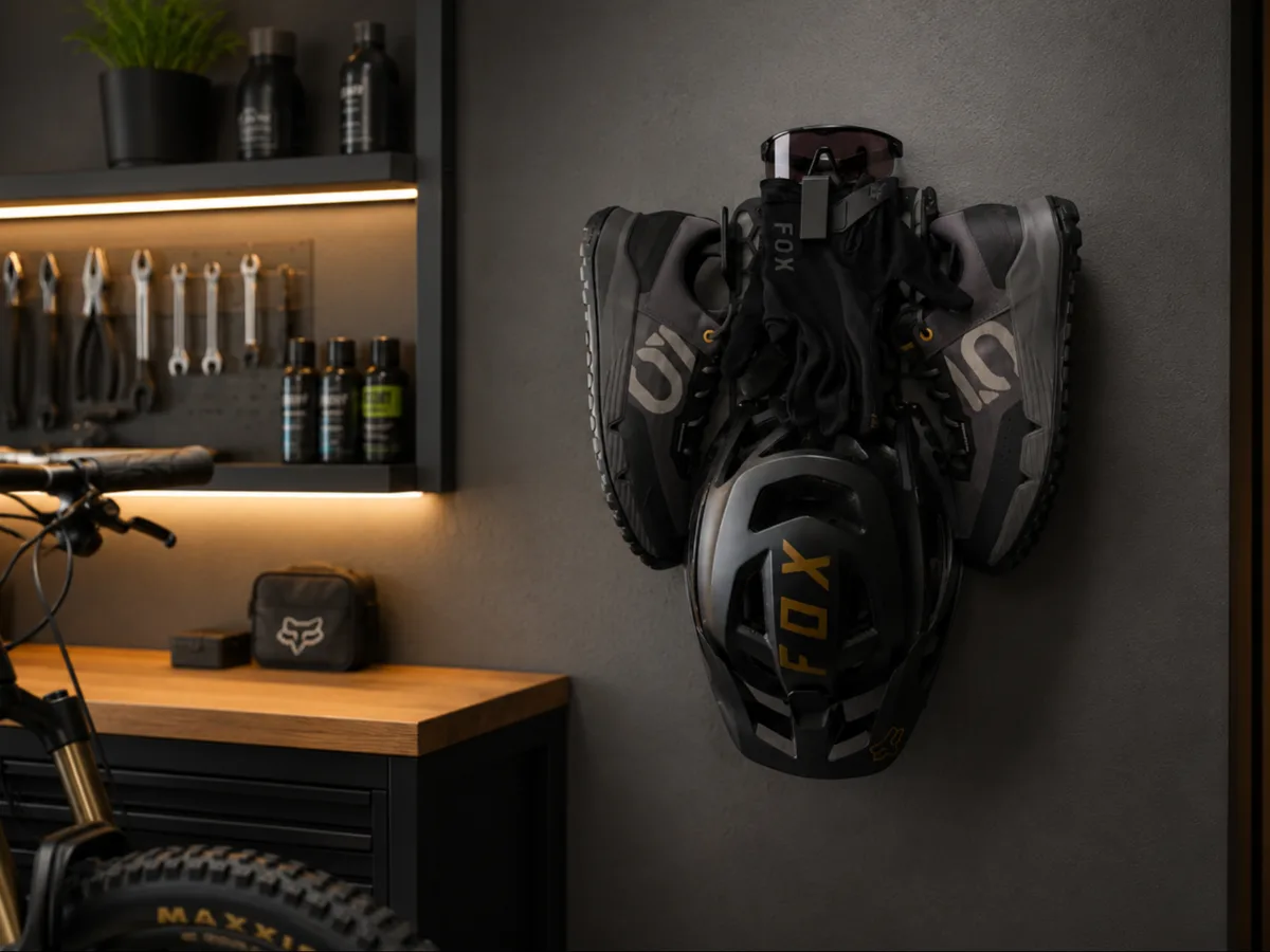 Organizador de pared para accesorios de bici