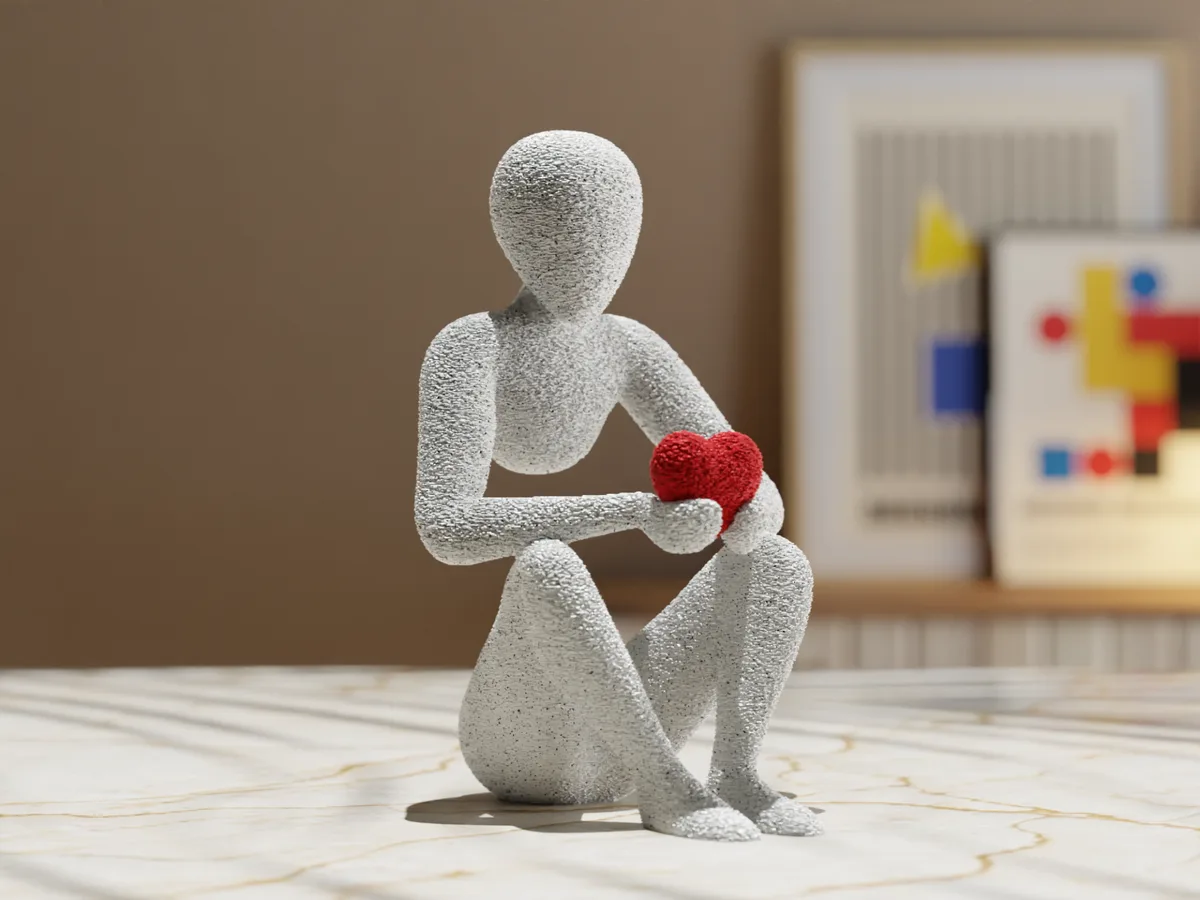Escultura de dos figuras abrazándose