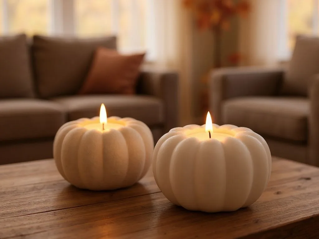 Portavelas con forma de calabaza de otoño