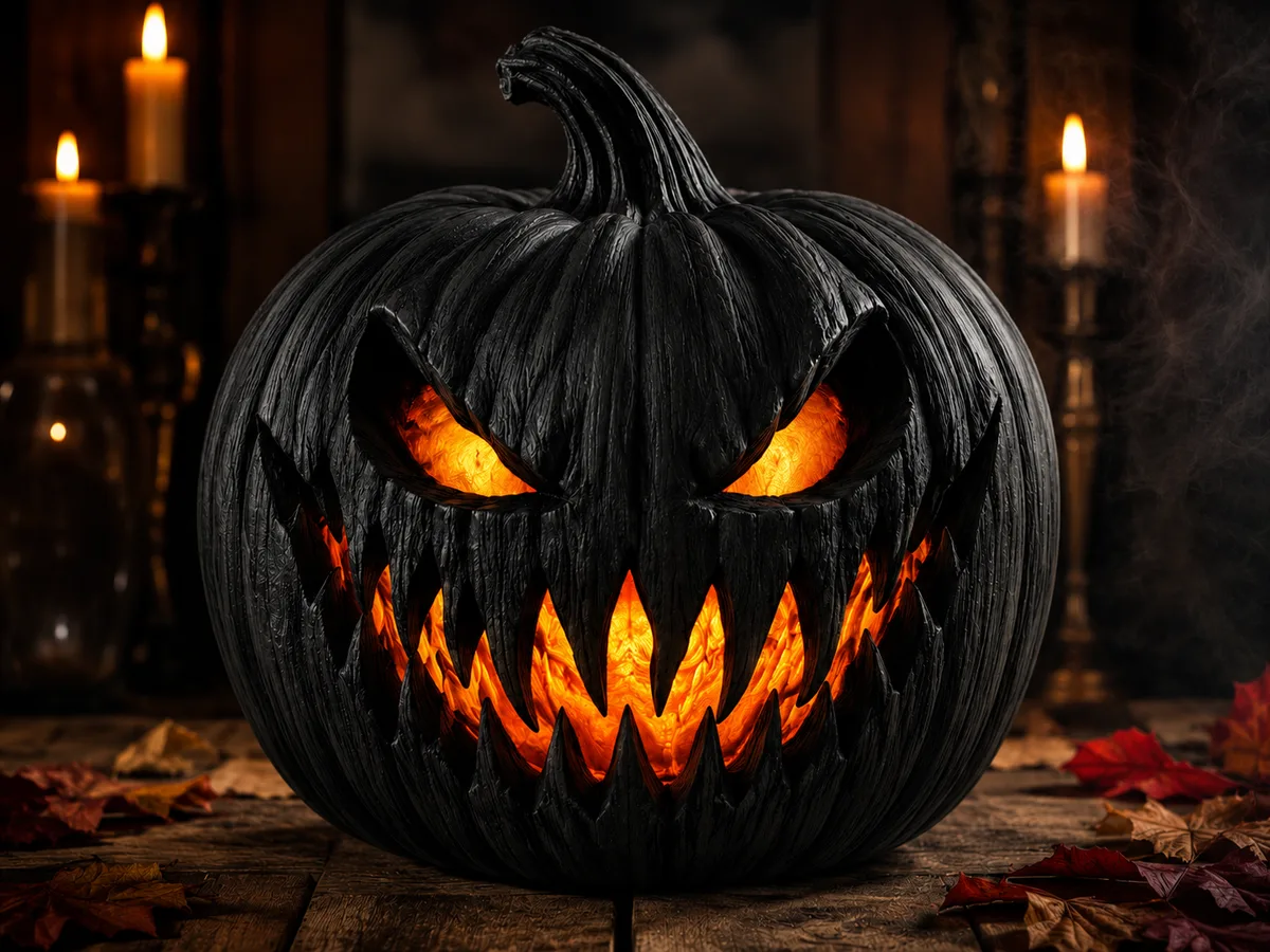 Calabaza de Halloween con vela