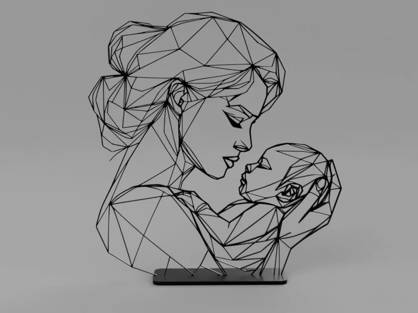 Escultura de madre con hijo