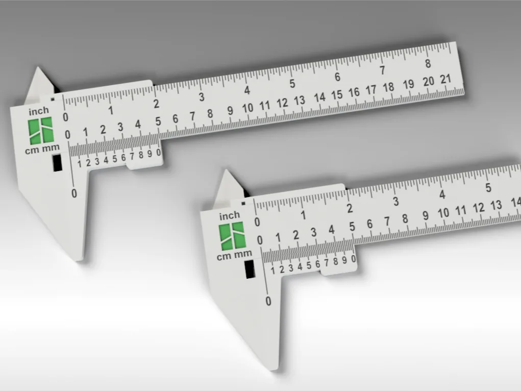 Calibre con doble escala en milímetros y pulgadas