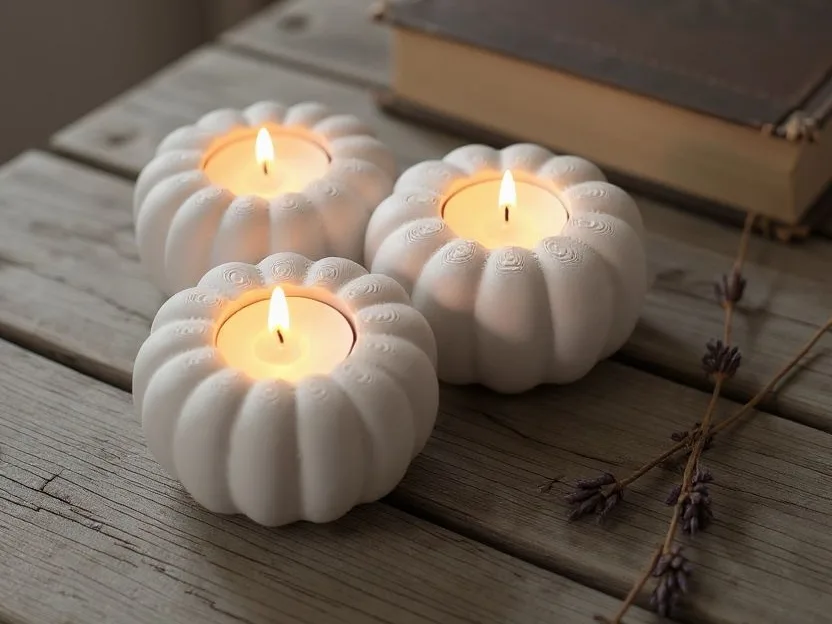 Portavelas de calabaza para tres velitas