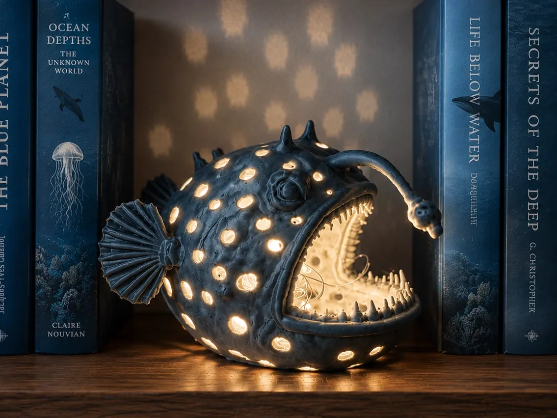 Farol con forma de pez abisal