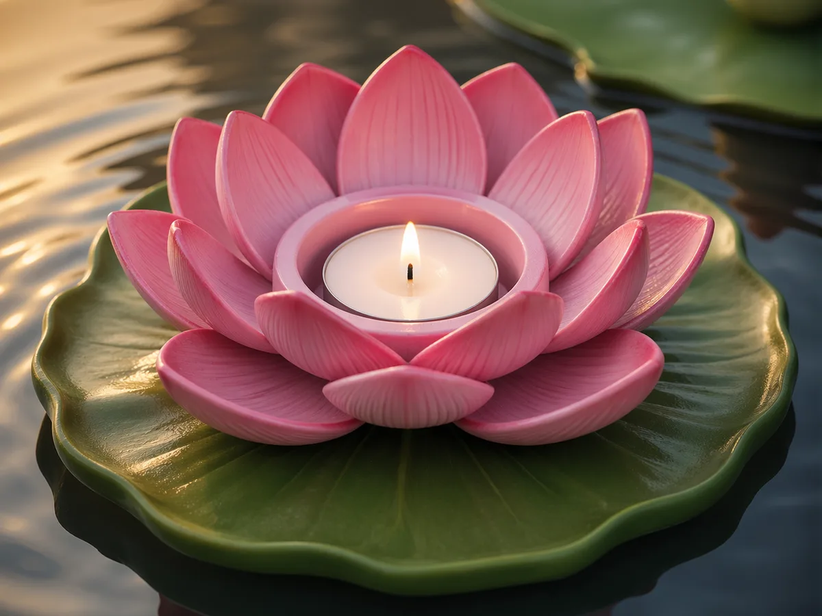 Flor de loto con vela flotante