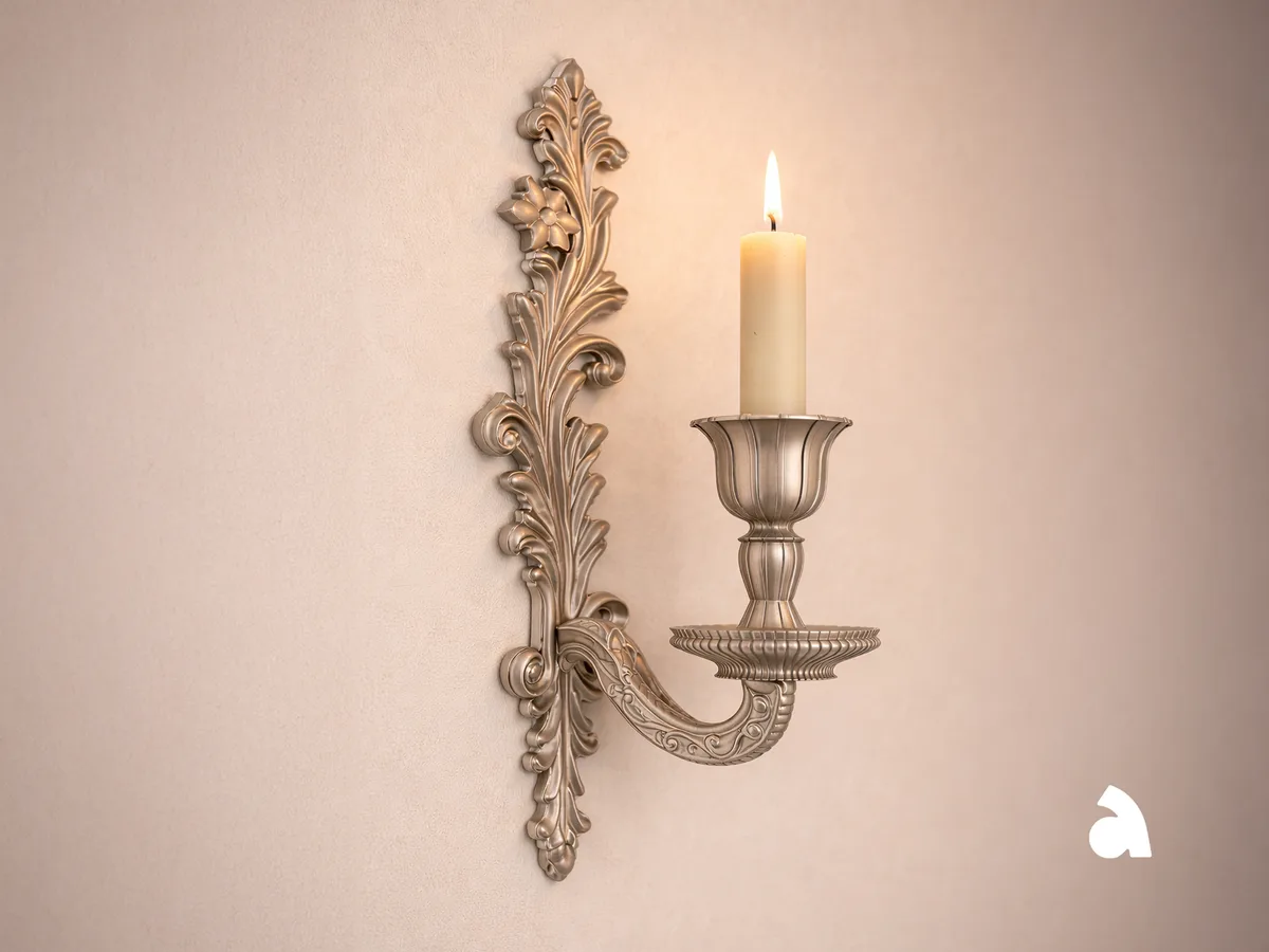 Aplique de pared rococó para vela