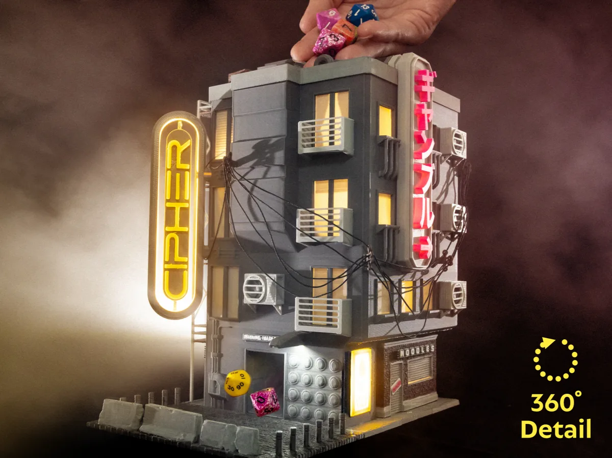 Torre de dados de estilo futurista