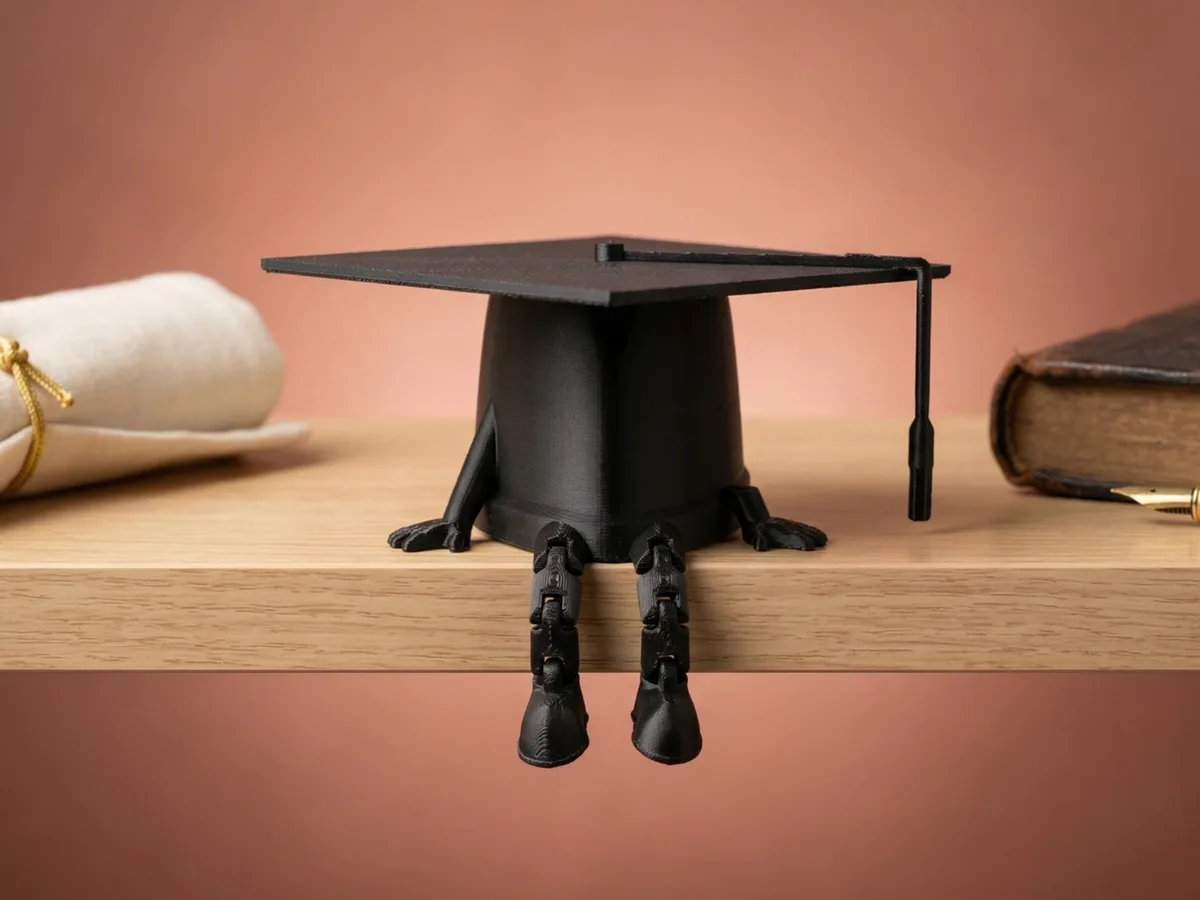 Muñeco articulado con birrete de graduación
