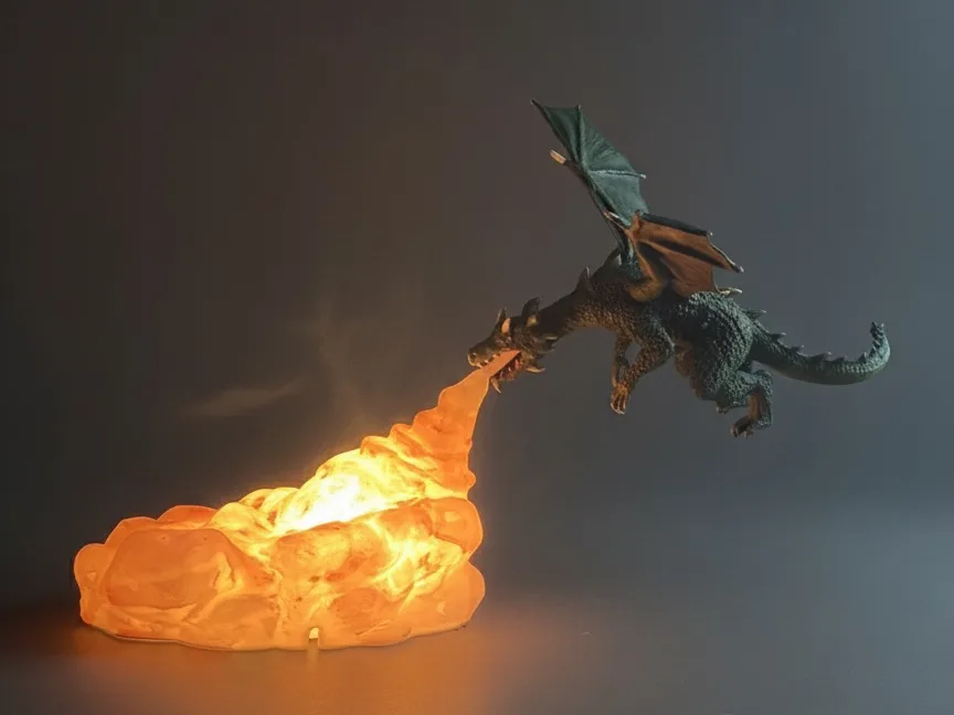 Lámpara de dragón que escupe fuego
