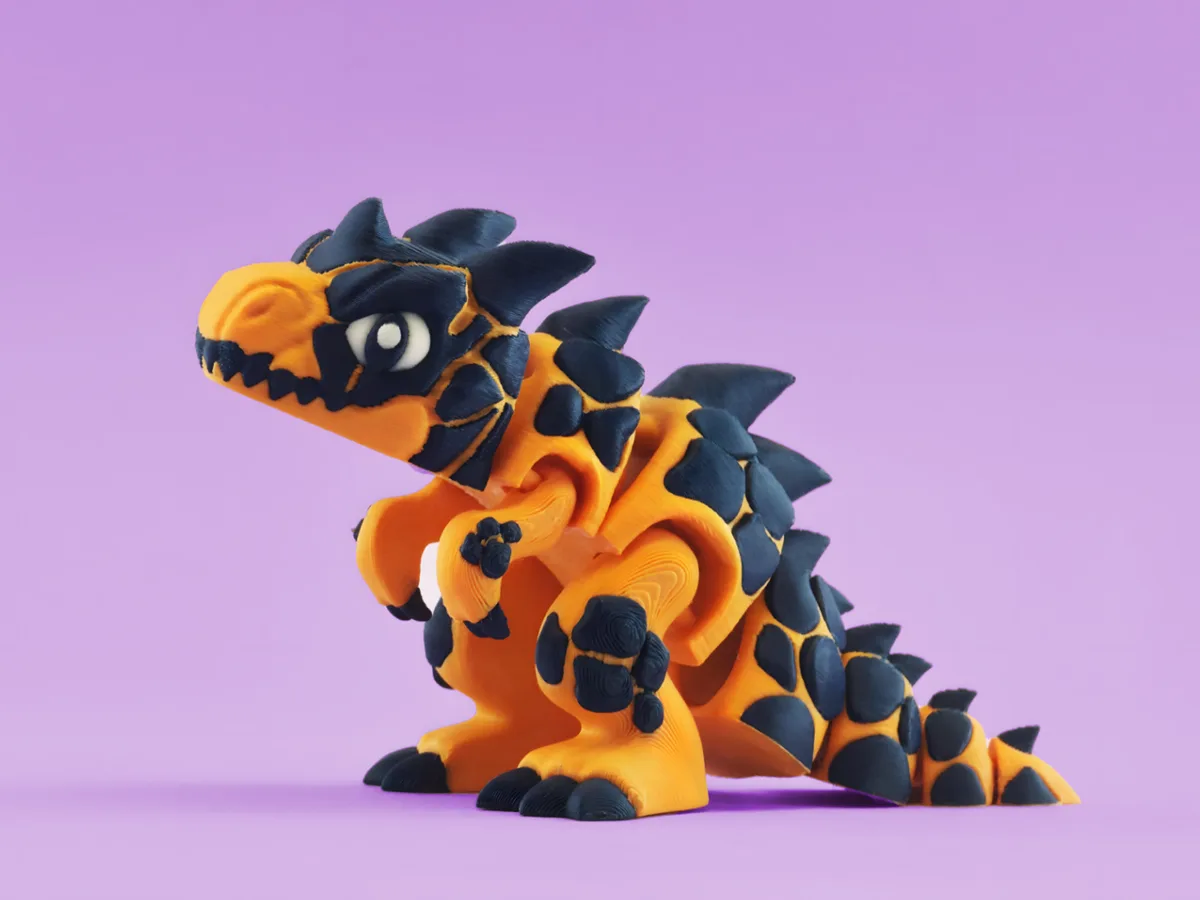 Tiranosaurio articulado con veta de lava