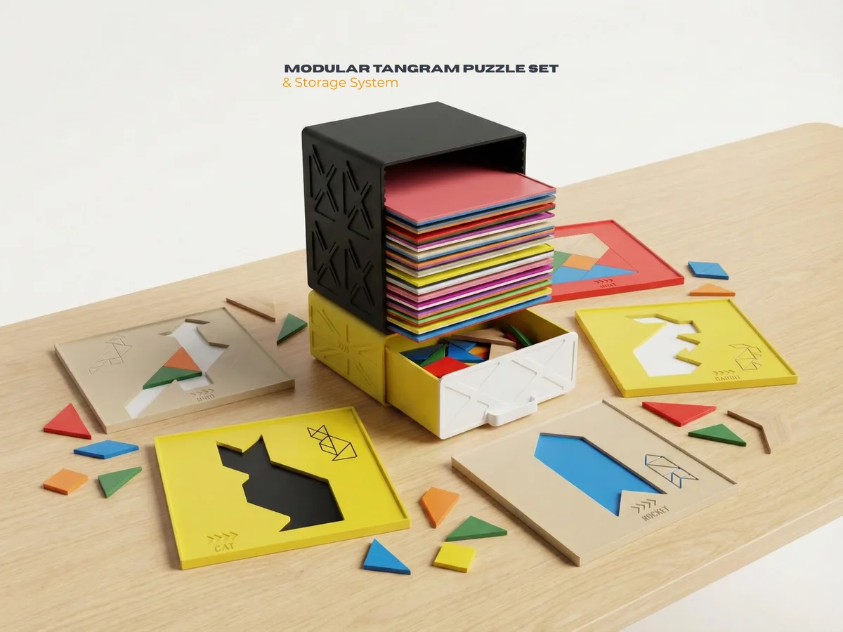 Tangram modular con su caja