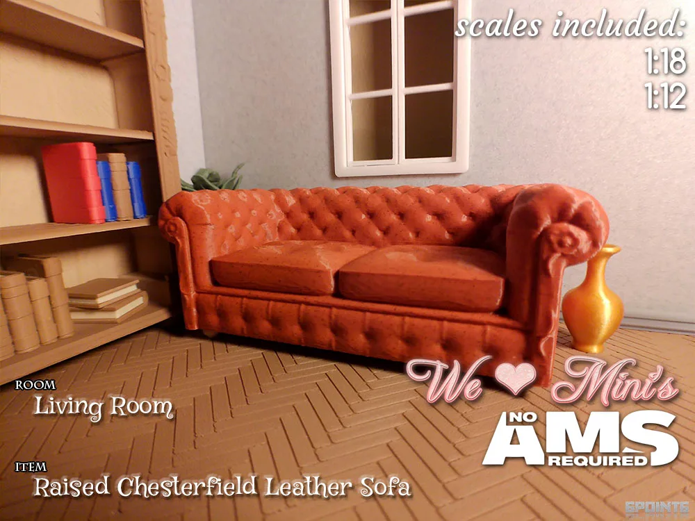 Sillón chesterfield elevado en miniatura