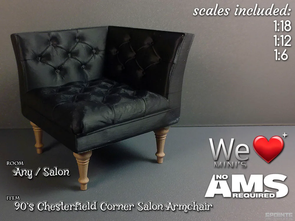 Sillón esquinero capitoné en miniatura