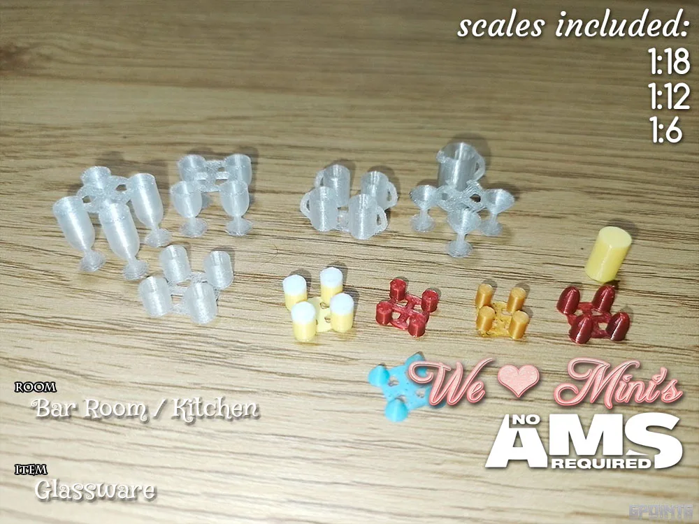 Cristalería y bebidas en miniatura