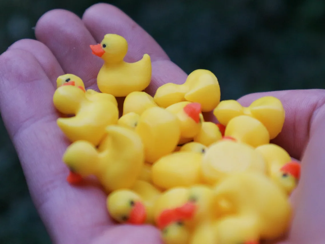 Patitos de goma en miniatura con llavero