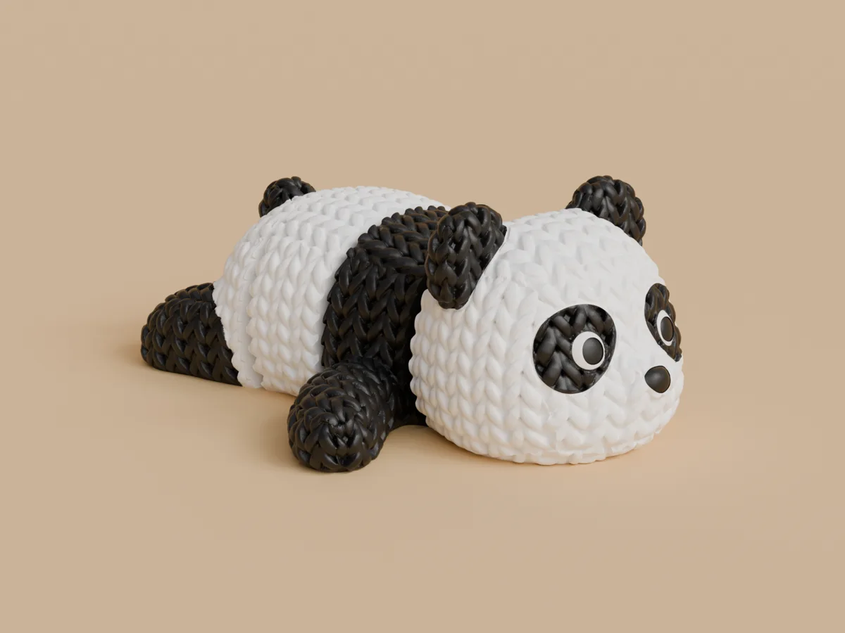Panda articulado con textura de tejido
