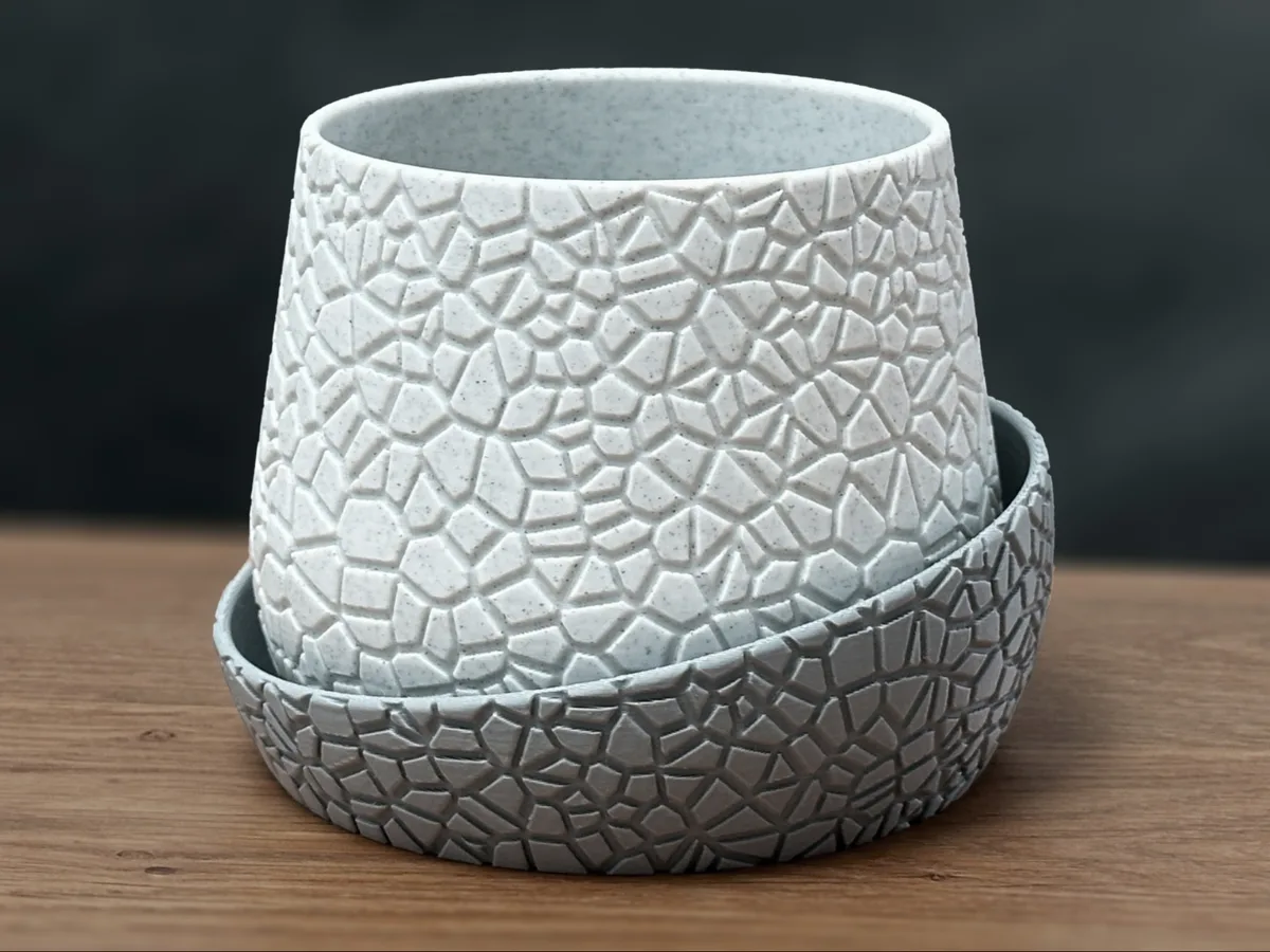 Maceta con textura de piedra partida