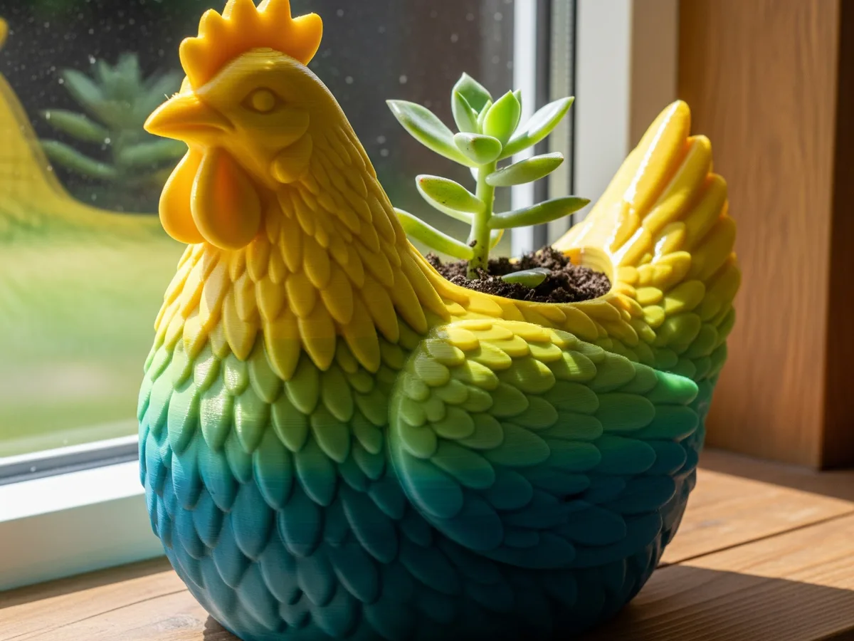 Maceta con forma de gallina