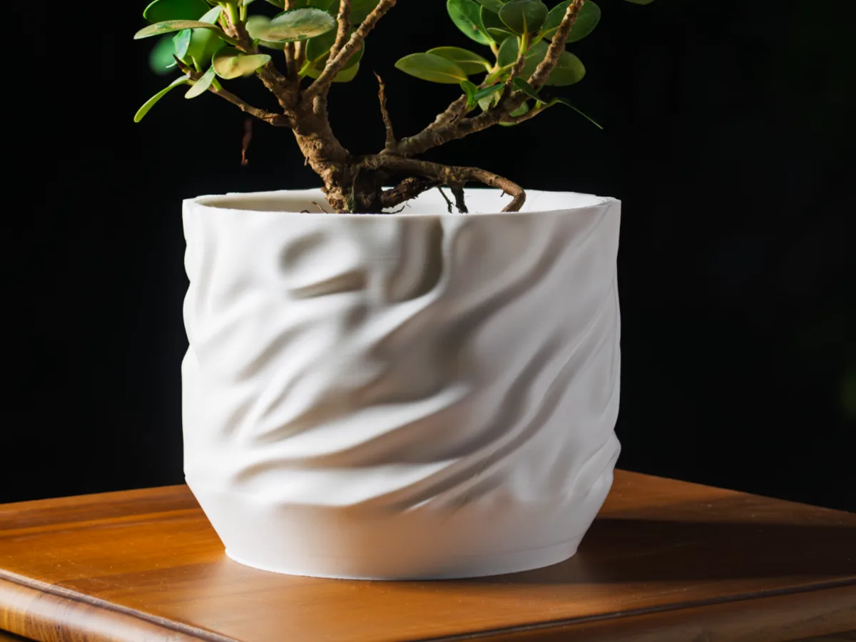 Maceta con textura de tela caída