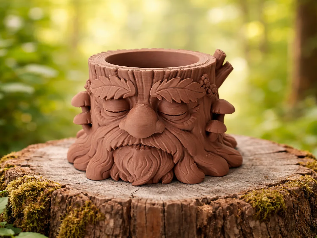 Maceta con forma de tronco de árbol