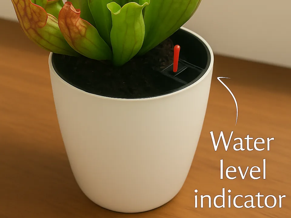 Maceta con indicador de agua