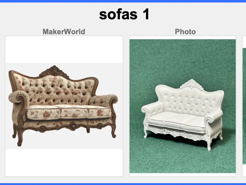 Sofás victorianos en miniatura