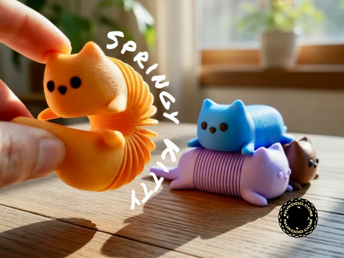 Gatito articulado con resorte