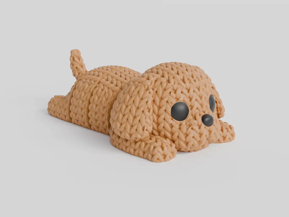 Perro articulado con textura de tejido