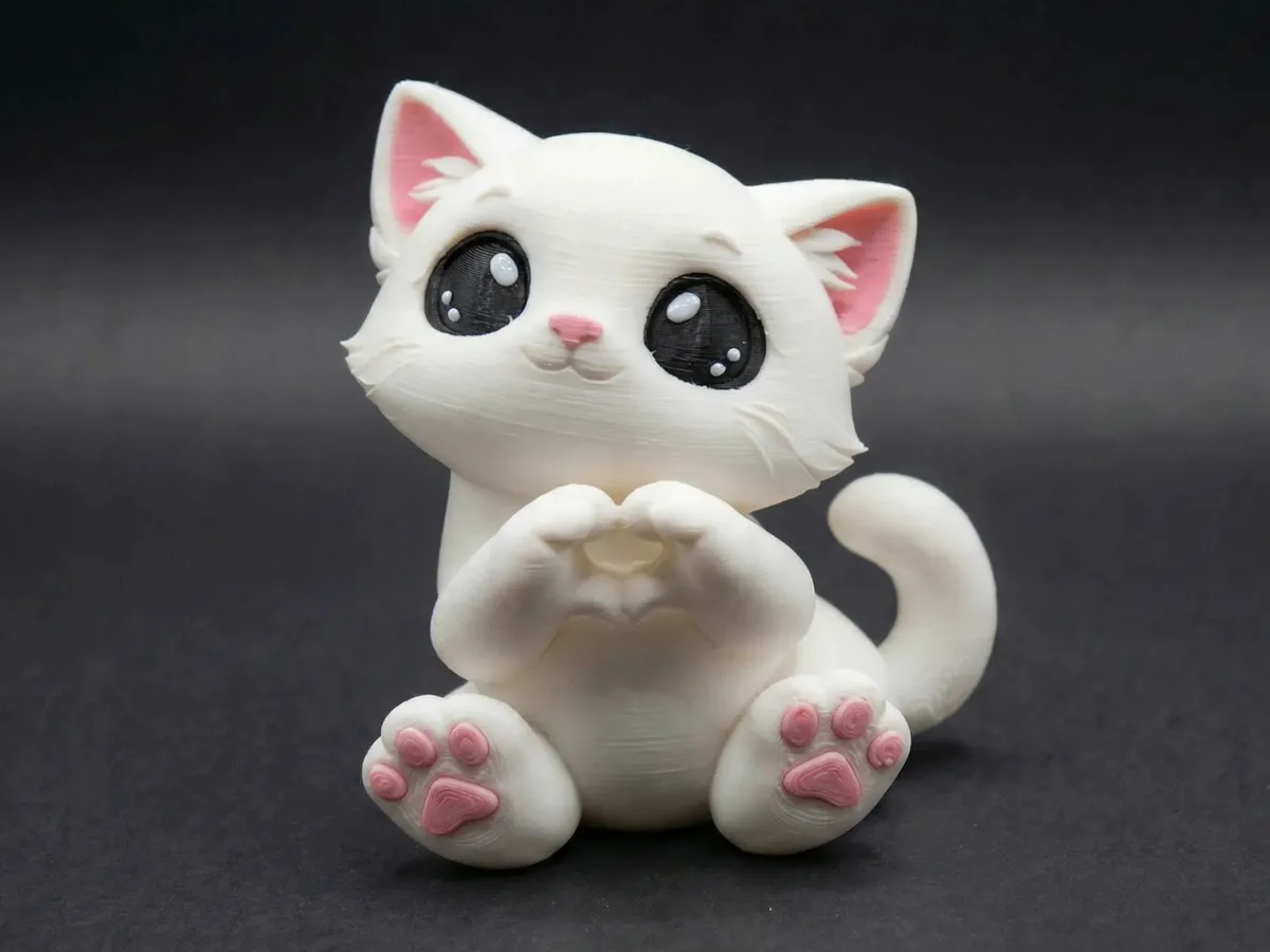 Gatito con corazones en las patas