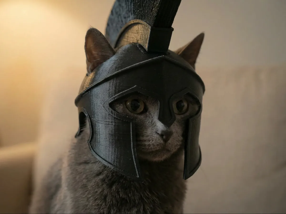 Casco de guerrero para gato