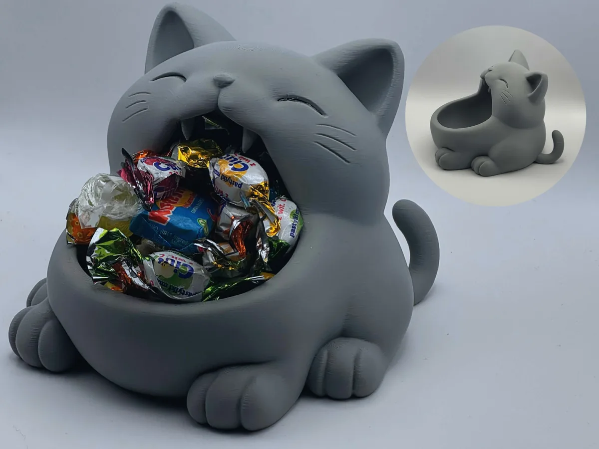 Cajita con forma de gato bostezando