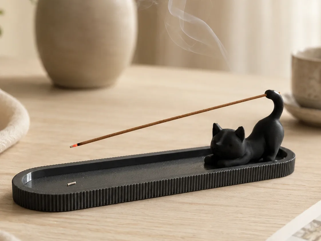 Sahumerio con forma de gato