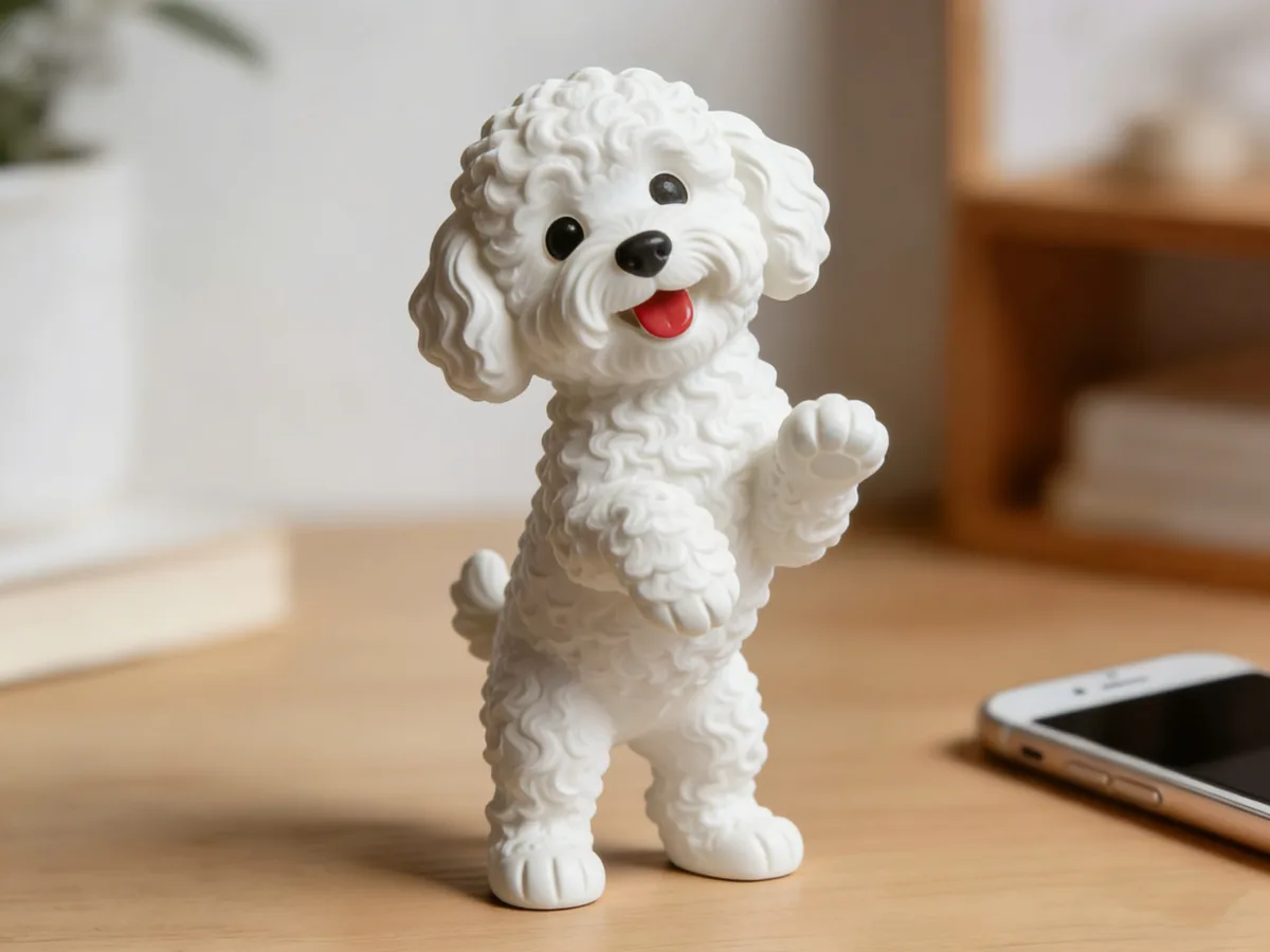 Figura de perro bichón parado