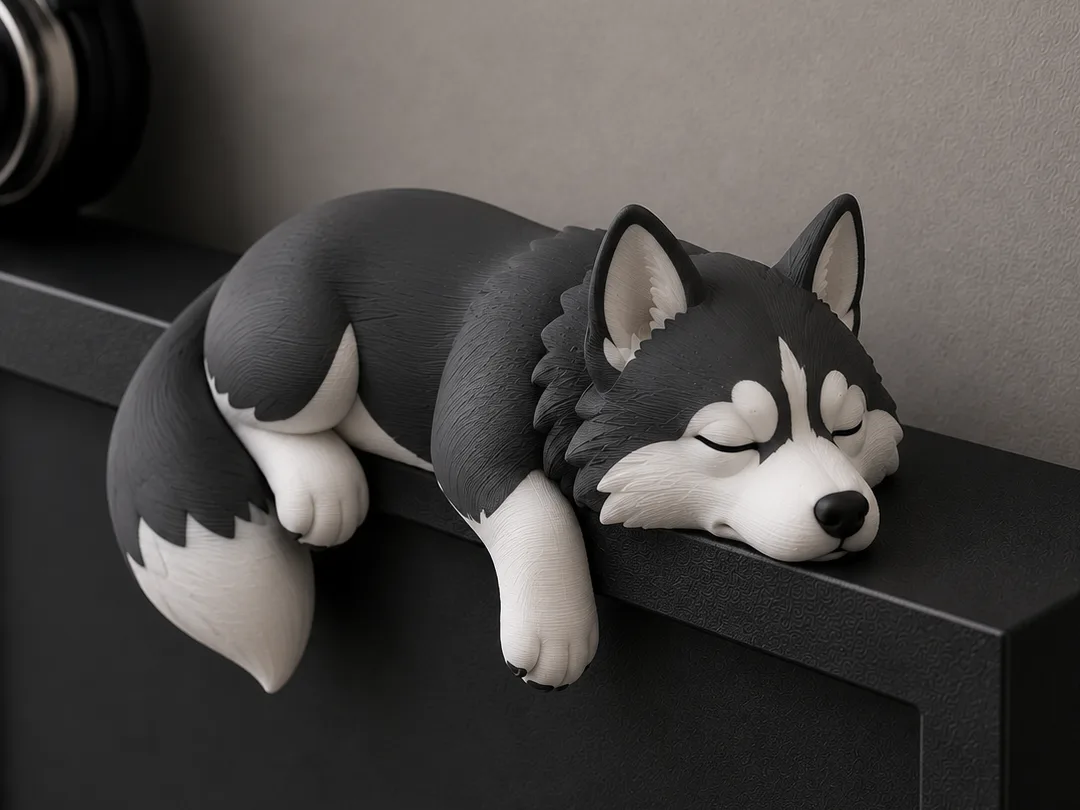 Husky dormido para el monitor
