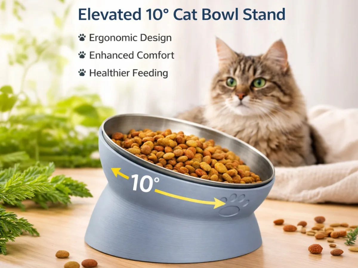 Comedero inclinado para gato