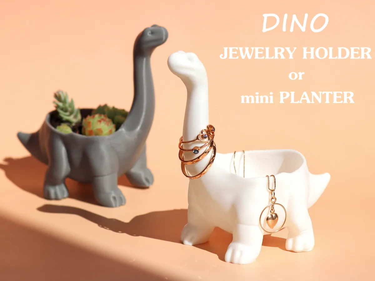 Portaanillos dinosaurio con maceta