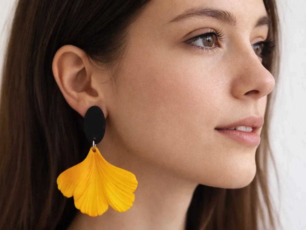 Aros colgantes de hoja de ginkgo
