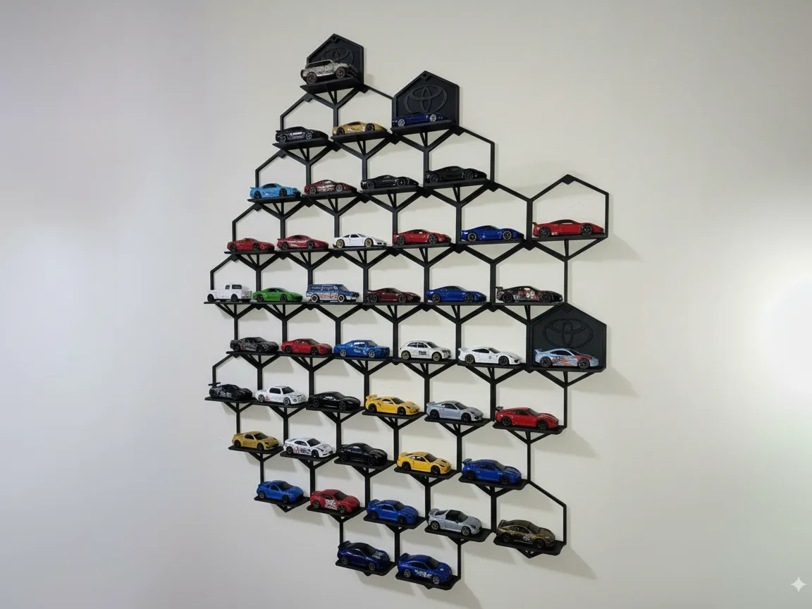 Exhibidor hexagonal para autitos