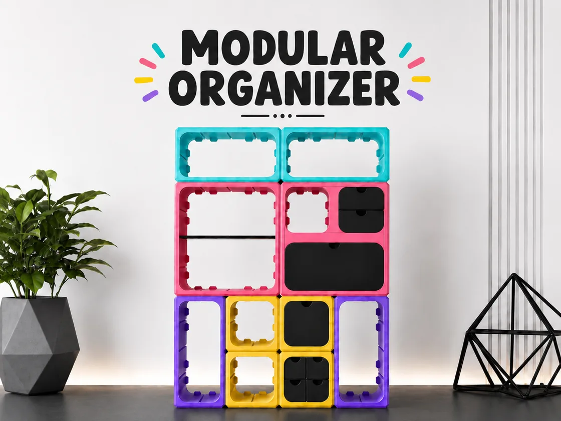Organizador modular con soporte de pared