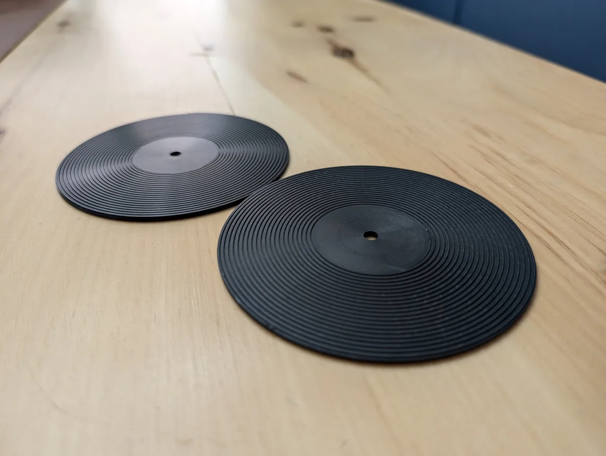 Posavasos con forma de disco de vinilo