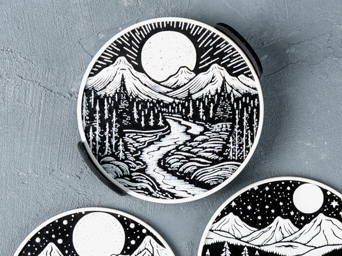 Posavasos con forma de montaña
