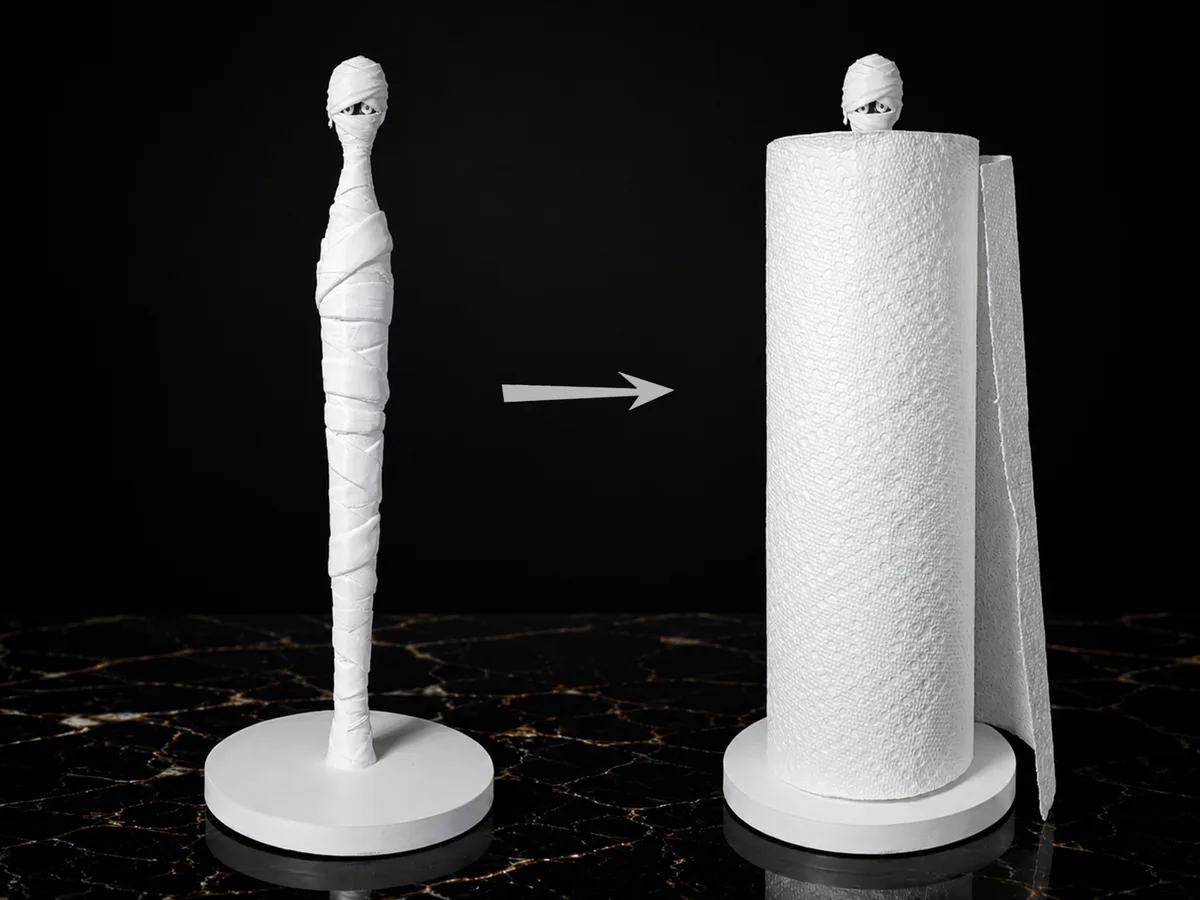 Portarrollos de cocina con forma de momia
