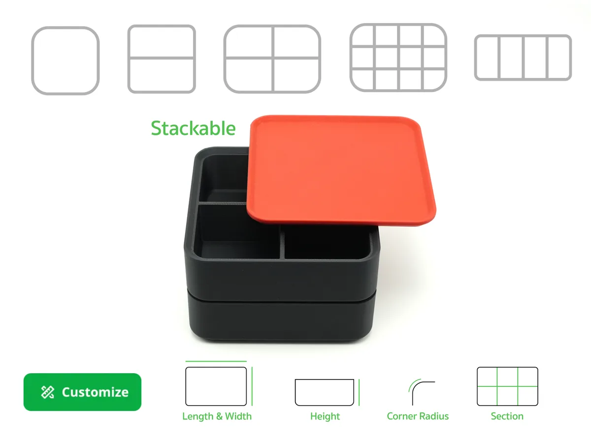 Caja de compartimentos apilable