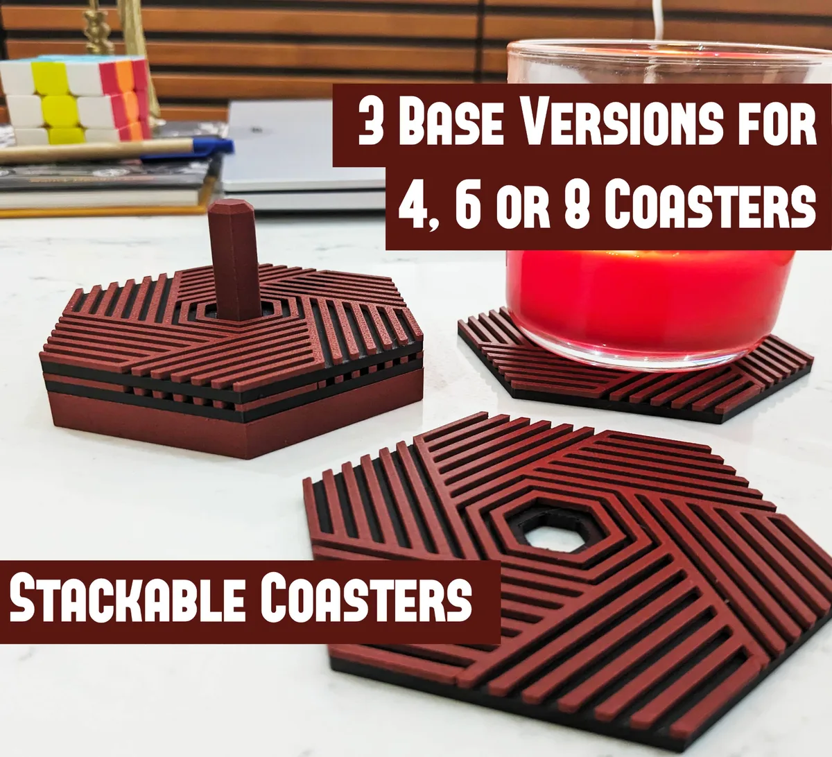 Posavasos hexagonales apilables