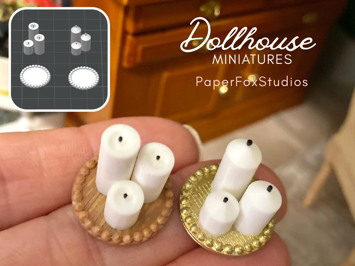 Velas de columna con bandeja en miniatura