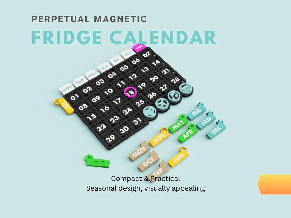 Calendario magnético perpetuo para la heladera