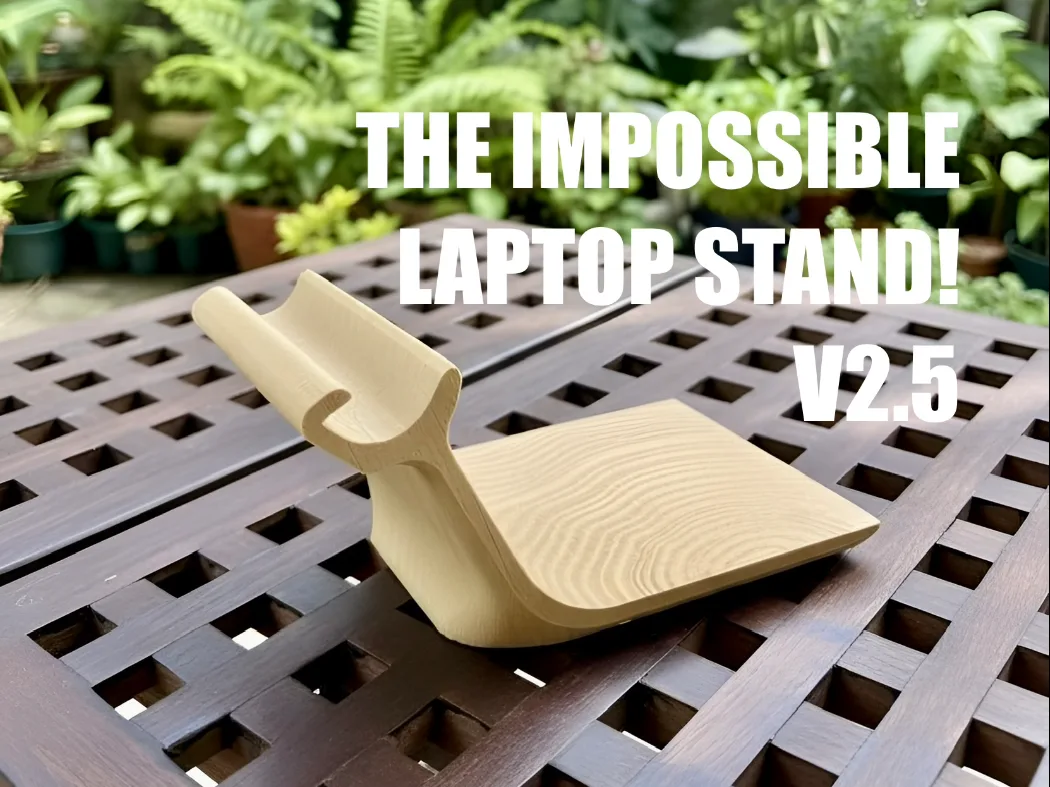 Soporte de notebook imposible con veta de madera