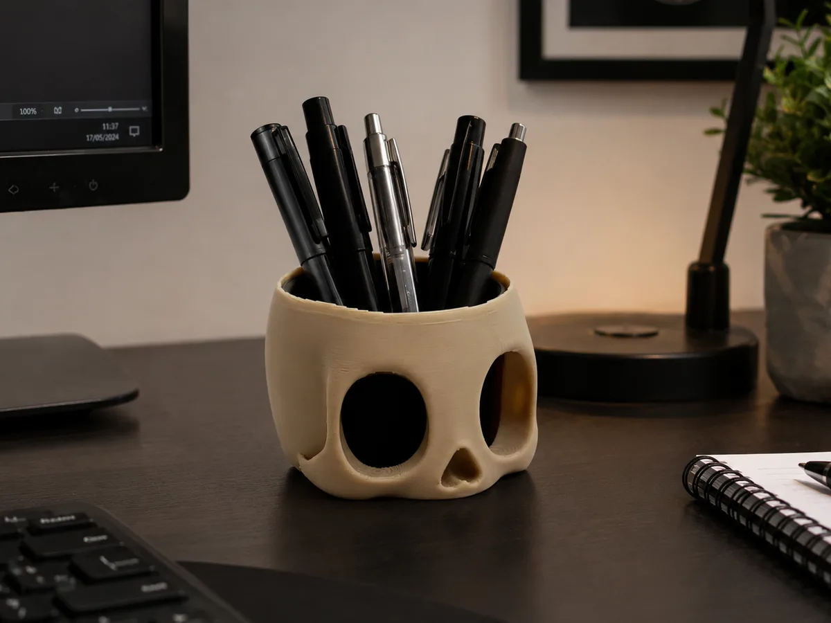 Portalápices calavera gótico