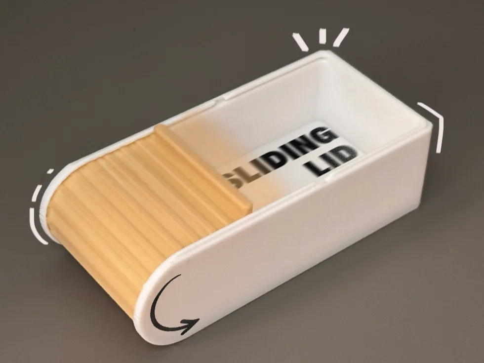 Caja apilable con tapa corrediza